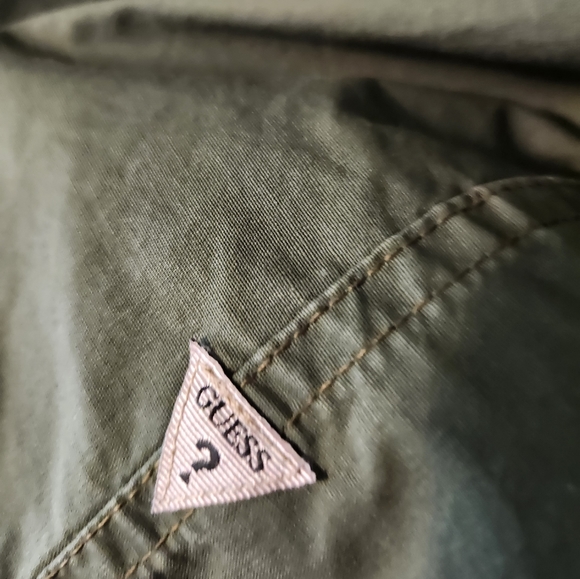 Guess Short Sleeve Utility Military Button Up Size XS Olive Green - Picture 6 of 8